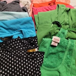 Mixed Women's Tank & Tee Lot - Bright Green, Turquoise, Black & Pink